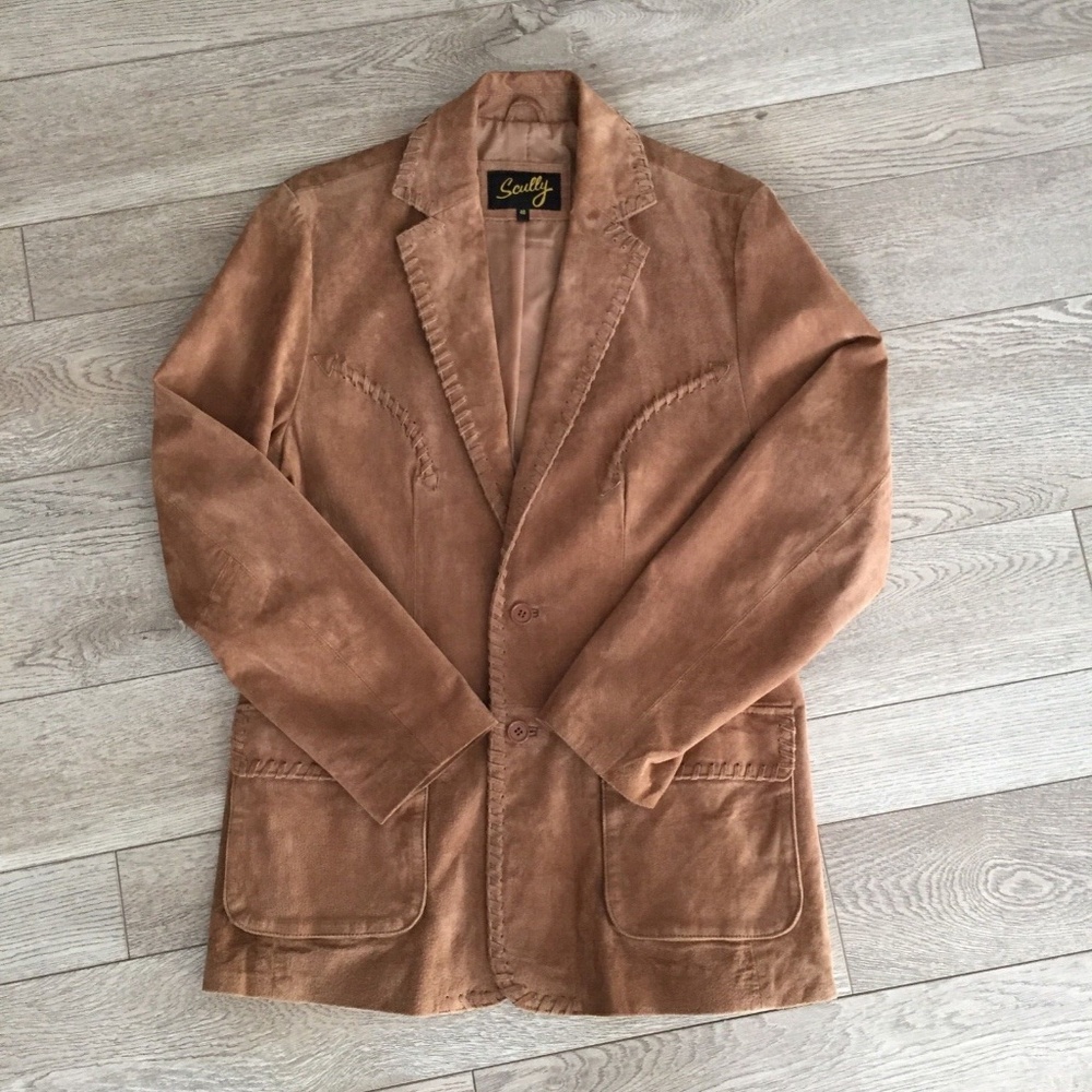 Scully Men Western Suede Jacket Coat Collar Buttons Pockets Lined Blazer 40 EUC